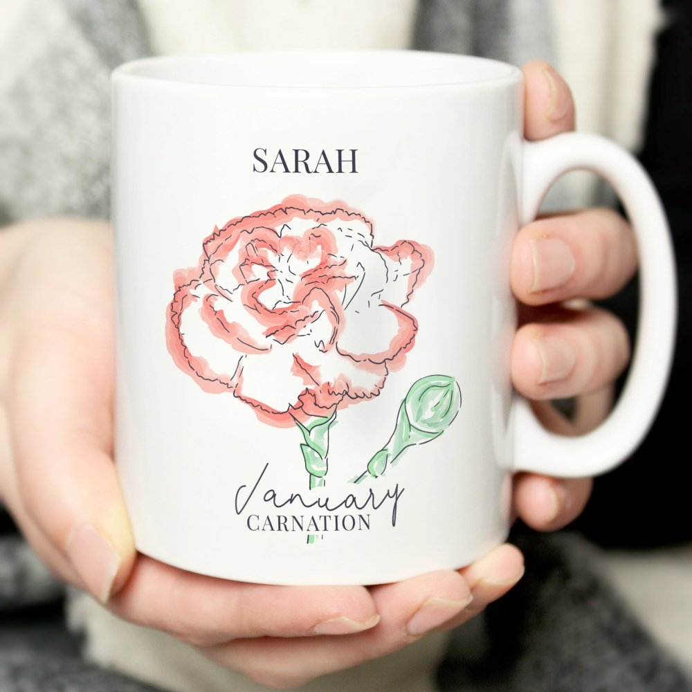 Personalised Flower Of The Month Mug