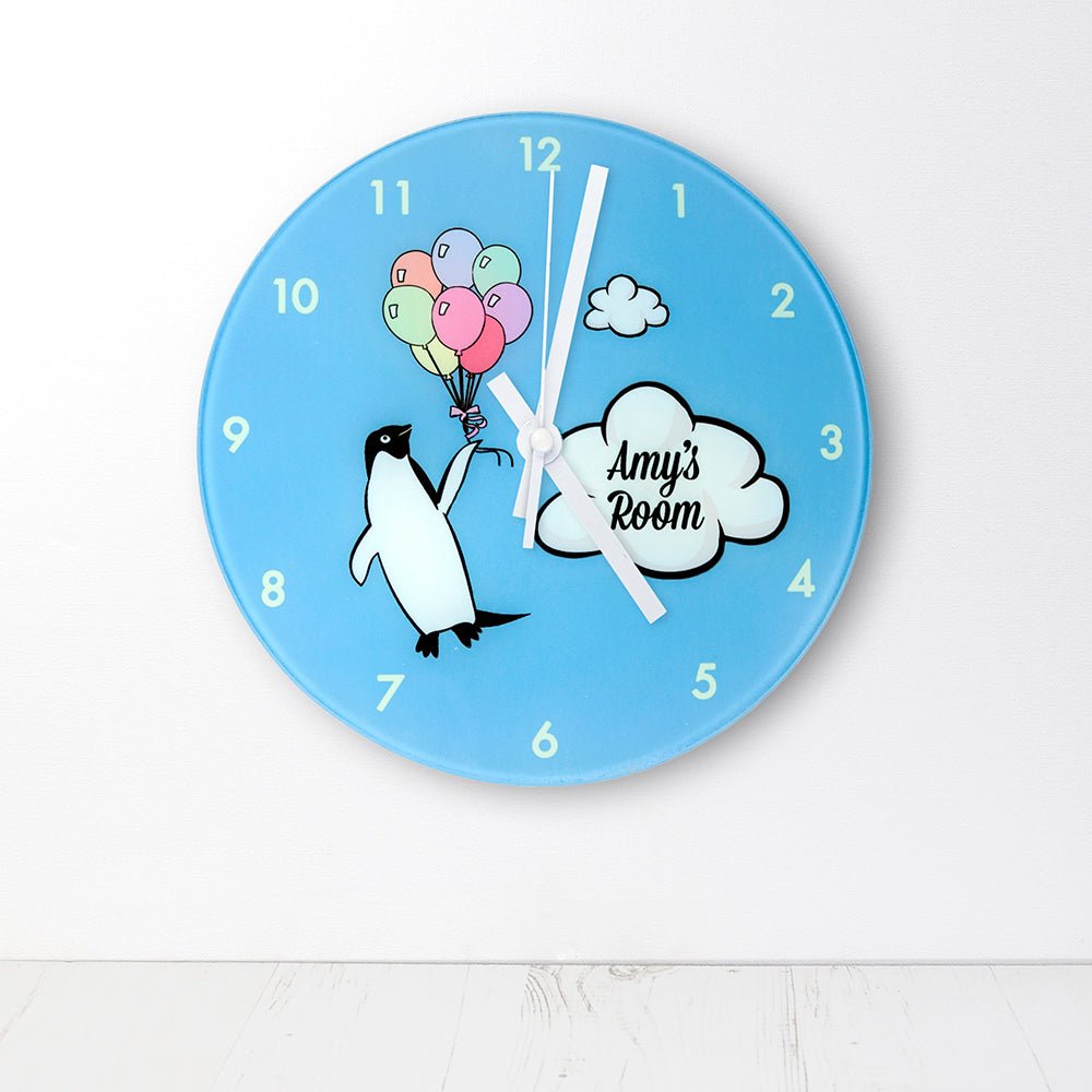 Personalised Flying Penguin Wall Clock
