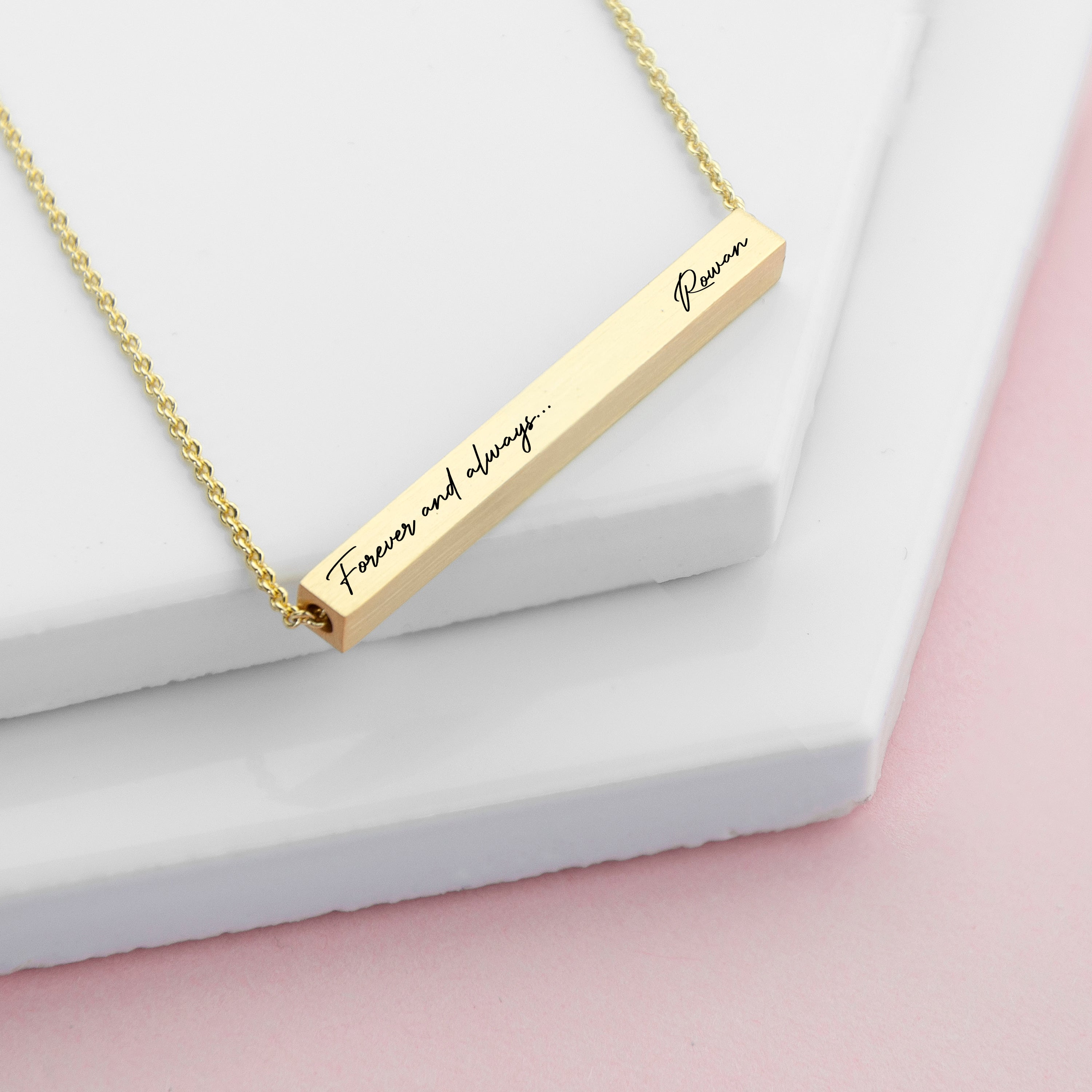 Personalised Personalised Forever and Always Horizontal Bar Necklace