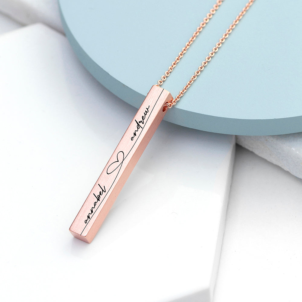 Personalised Personalised Forever and Always Vertical Bar Necklace