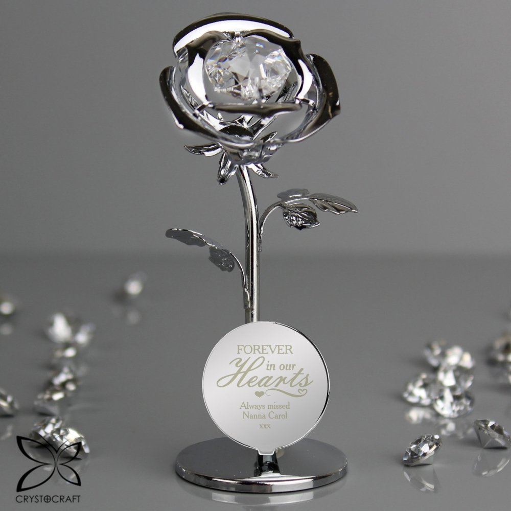 Personalised Forever In Our Hearts Crystocraft Rose Ornament
