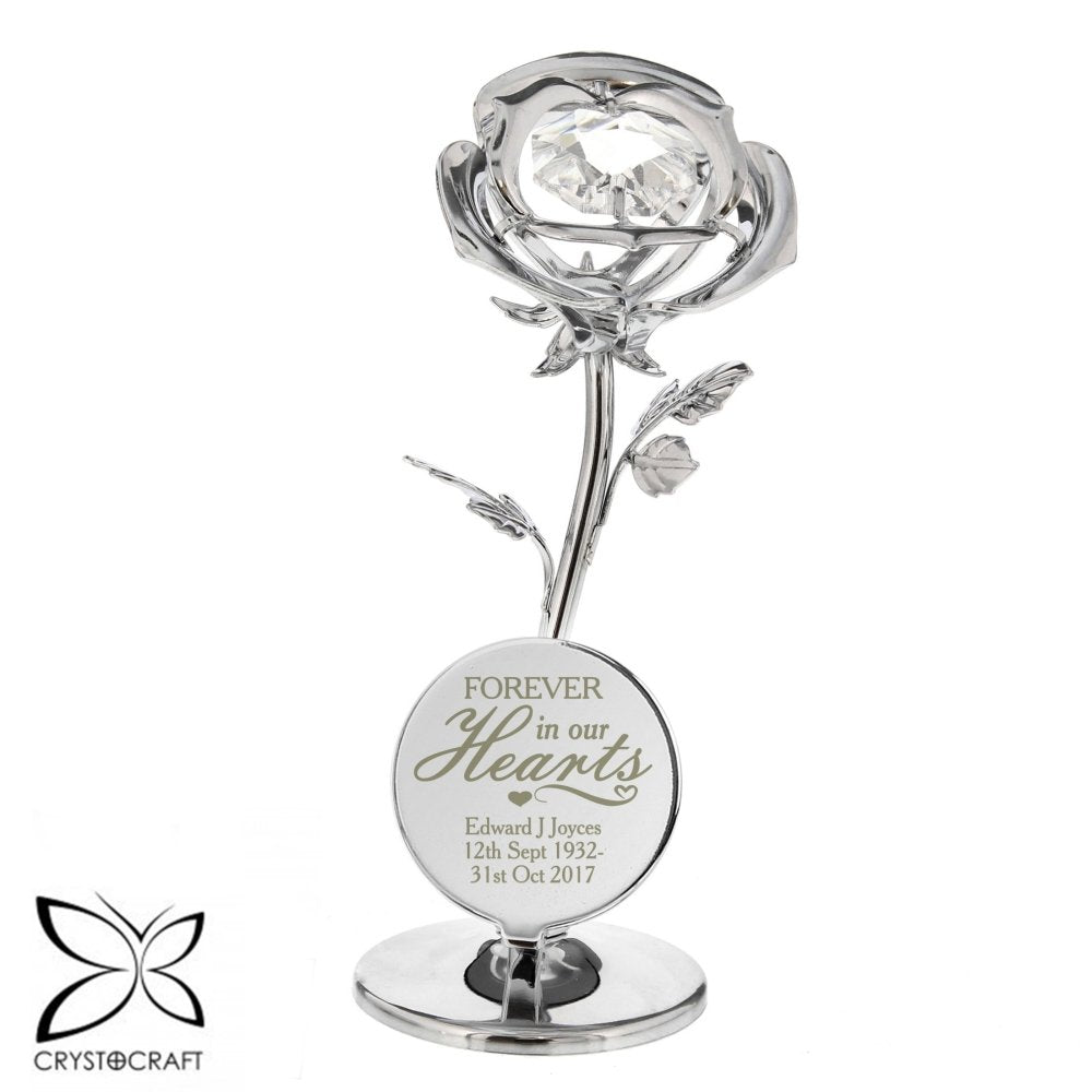 Personalised Forever In Our Hearts Crystocraft Rose Ornament