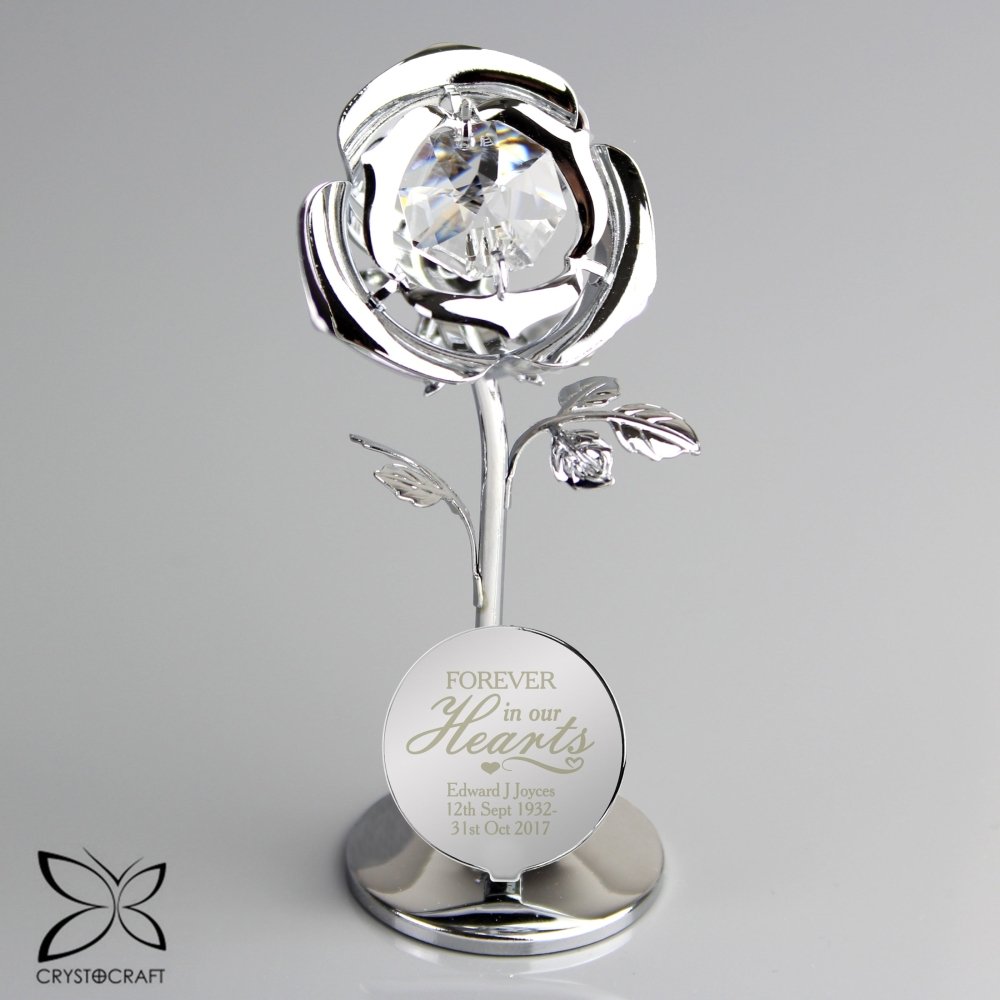 Personalised Forever In Our Hearts Crystocraft Rose Ornament
