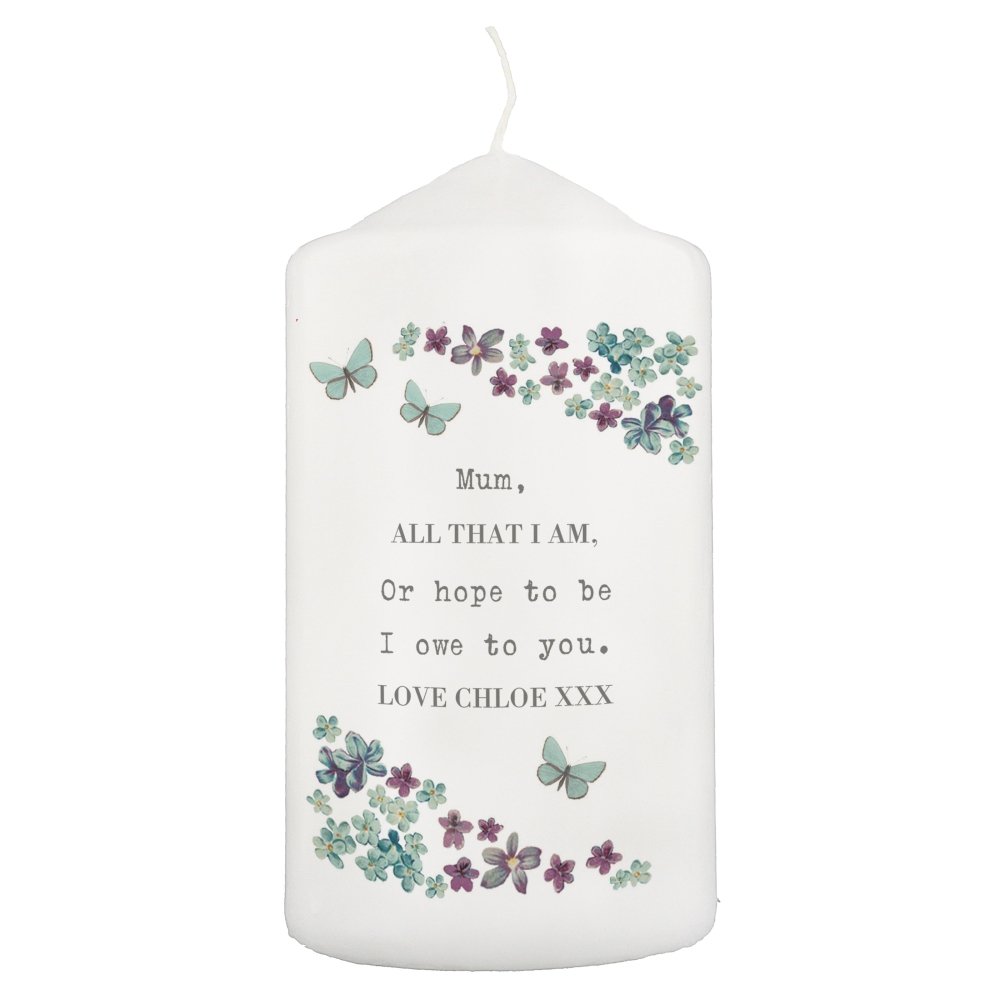 Personalised Forget Me Not Pillar Candle