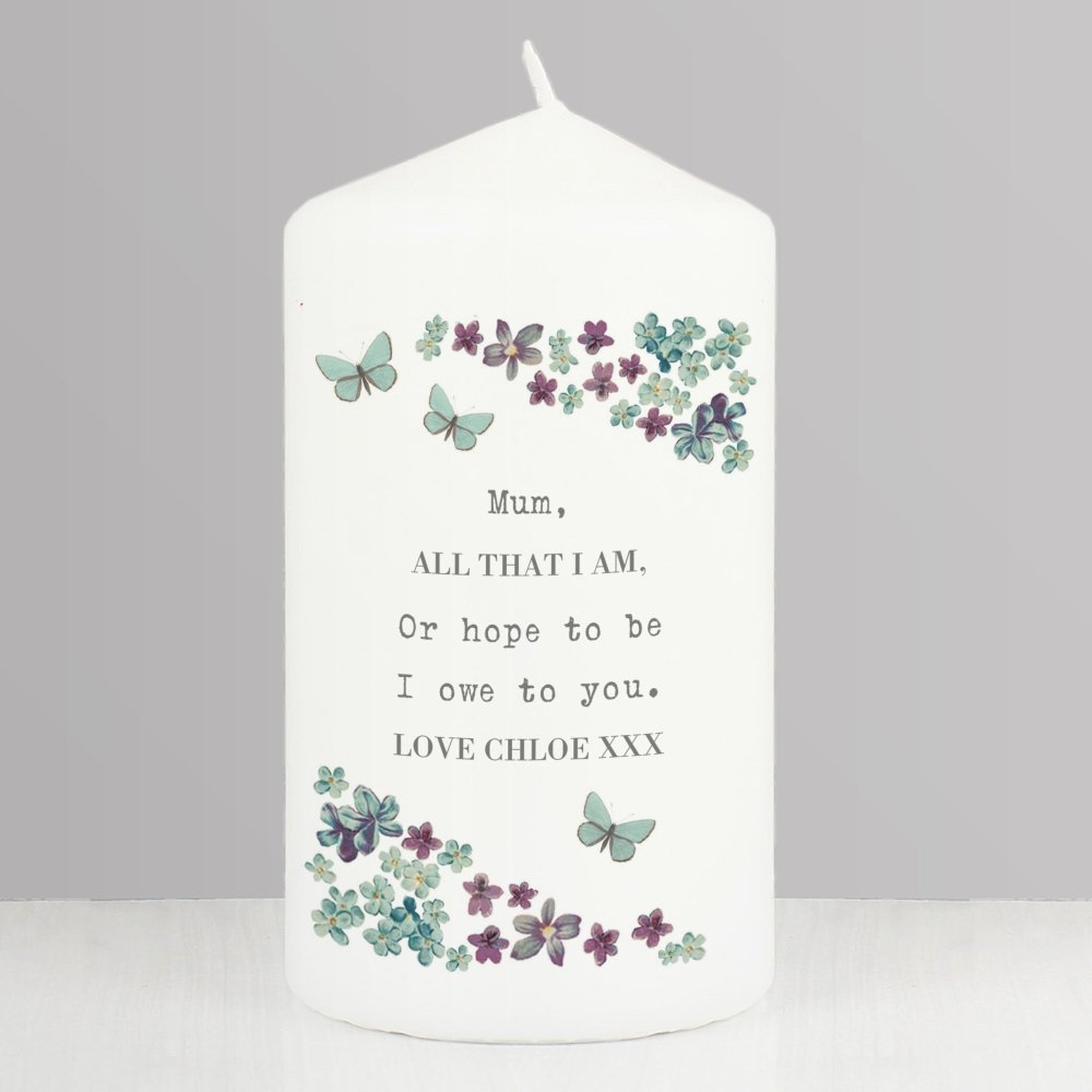Personalised Forget Me Not Pillar Candle