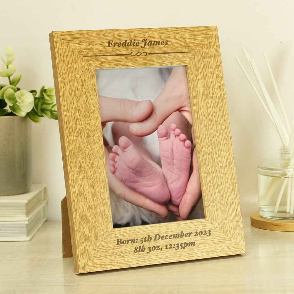 Personalised Formal 4x6 Inch Oak Finish Photo Frame