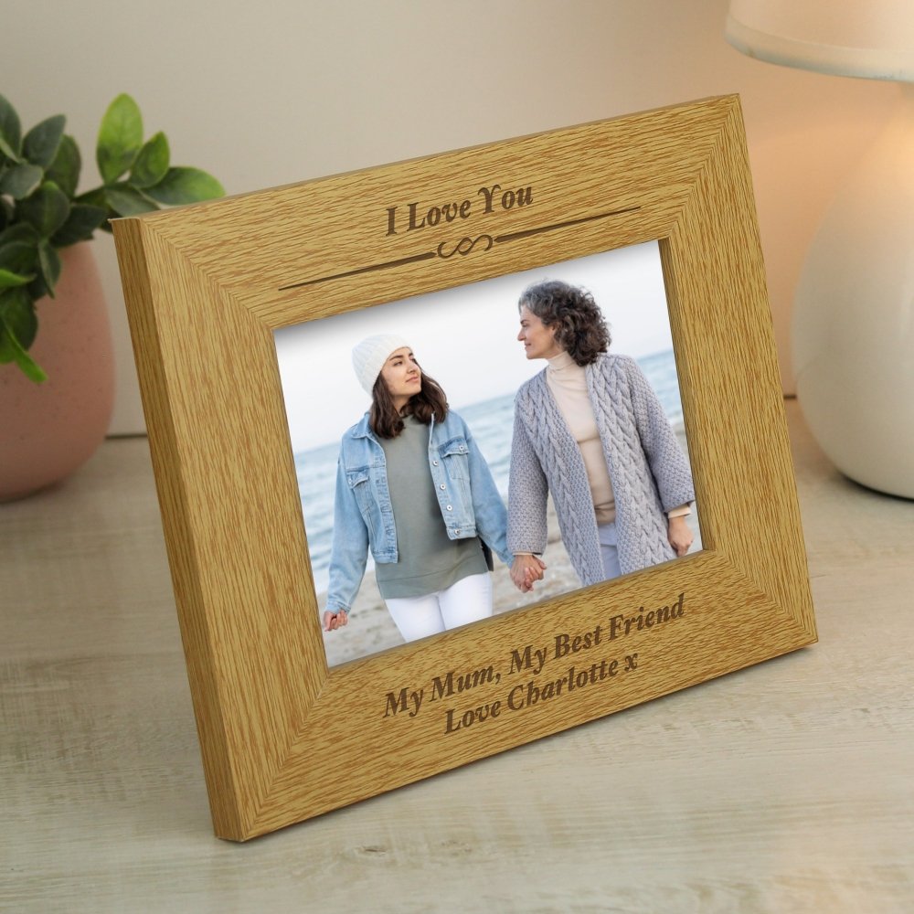 Personalised Formal 6x4 Inch Landscape Oak Finish Photo Frame