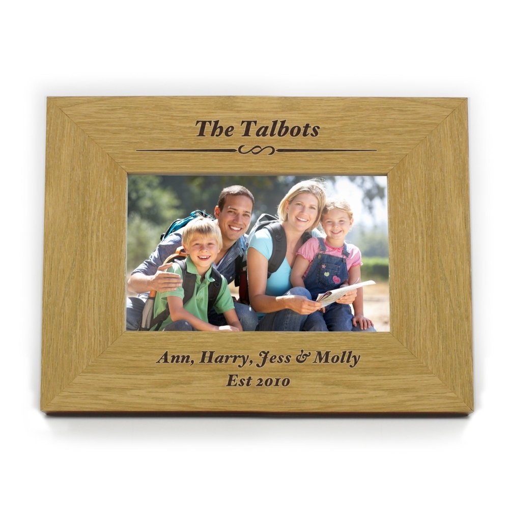 Personalised Formal 6x4 Inch Landscape Oak Finish Photo Frame