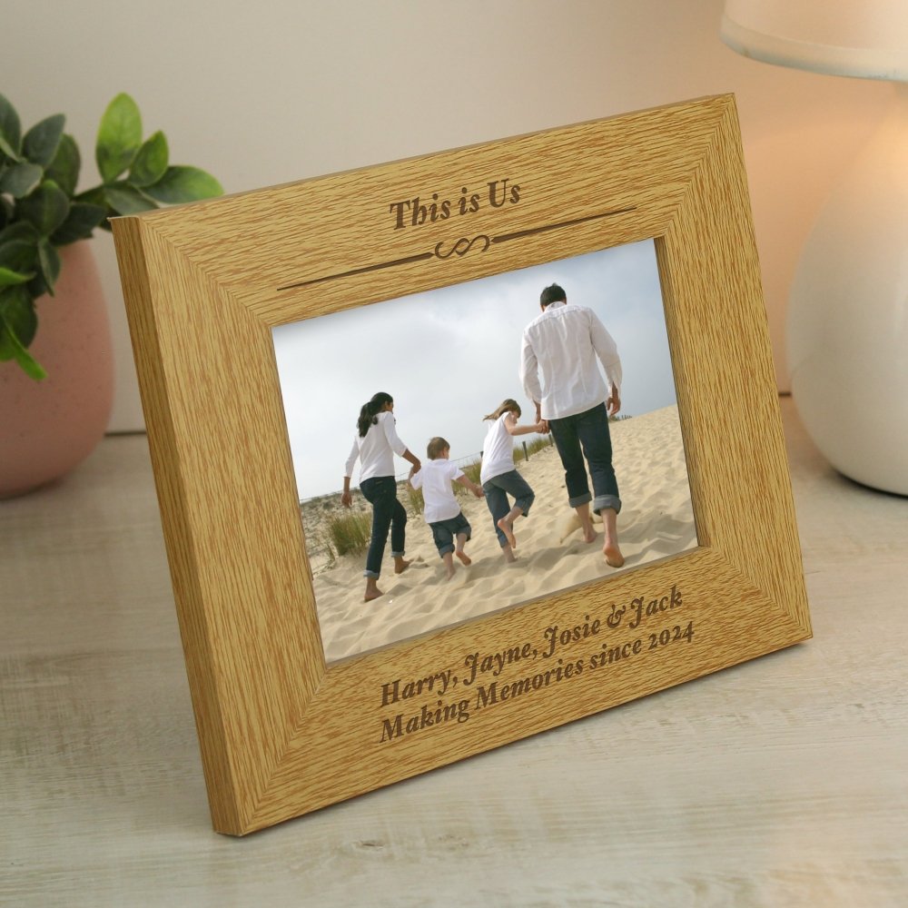 Personalised Formal 6x4 Inch Landscape Oak Finish Photo Frame