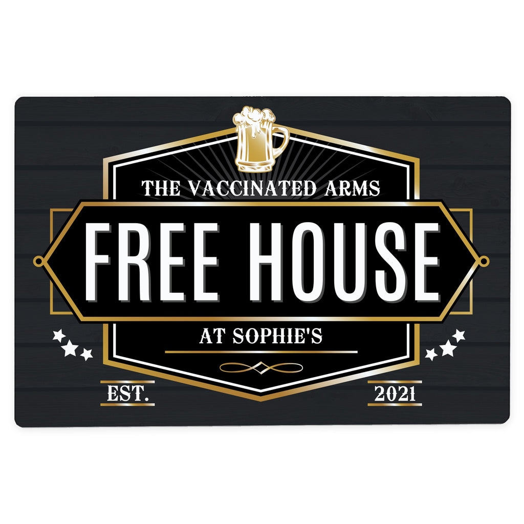 Personalised Free House Black Metal Sign