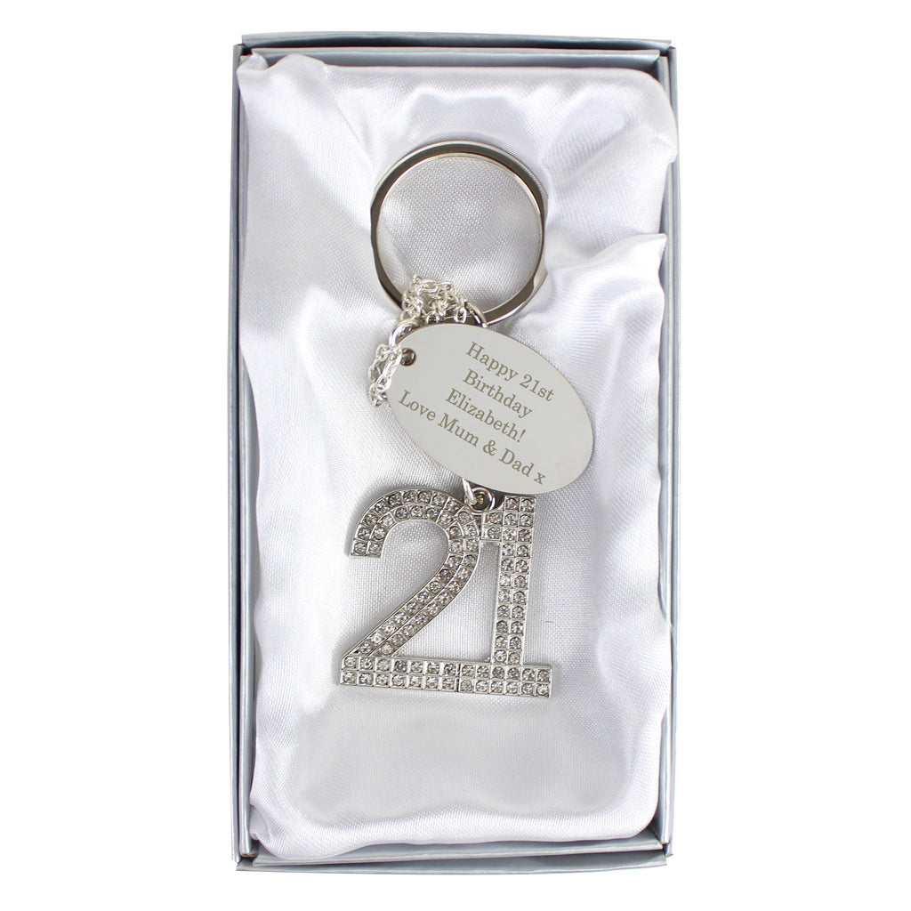 Personalised Free Text Diamante 21 Keyring