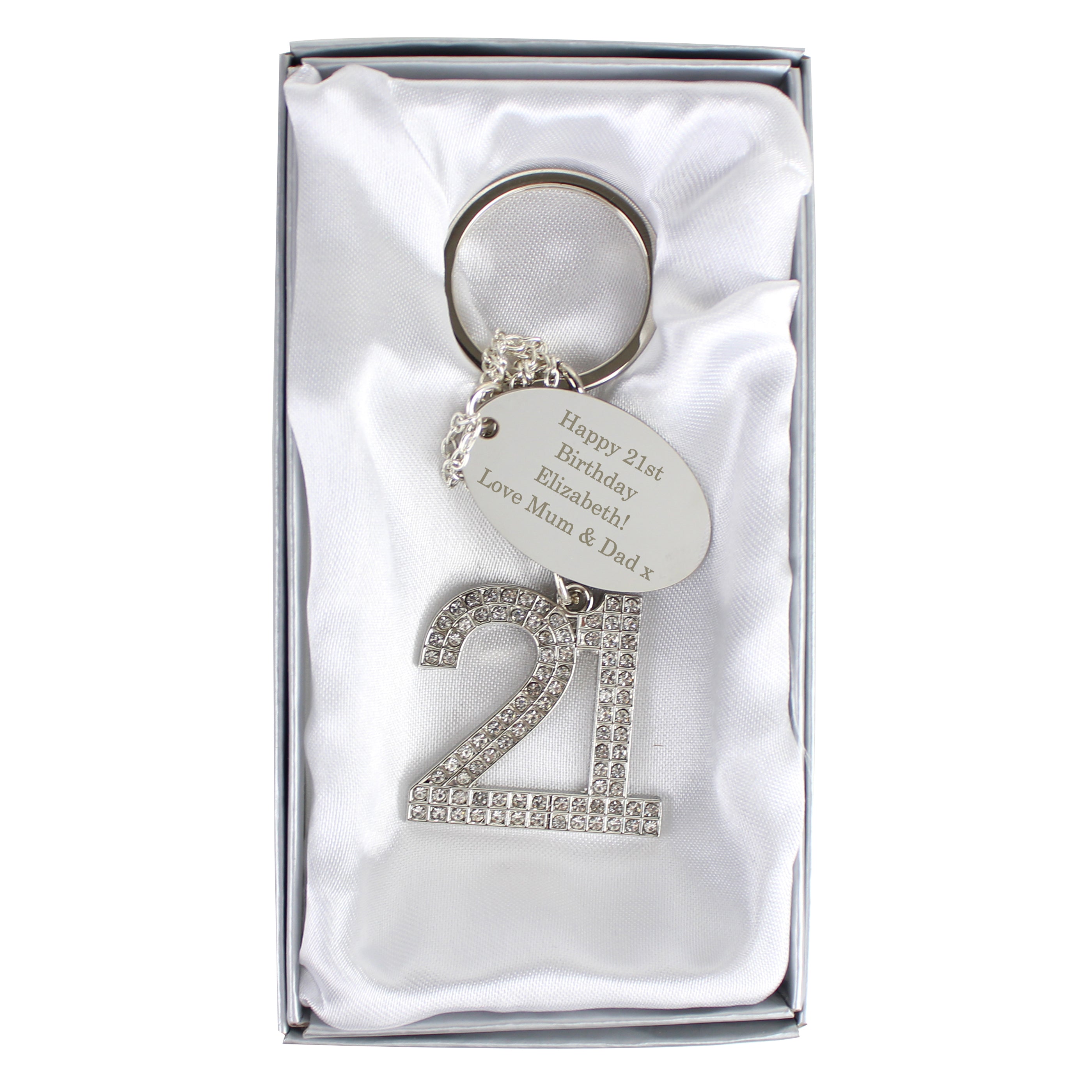Personalised Free Text Diamante 21 Keyring