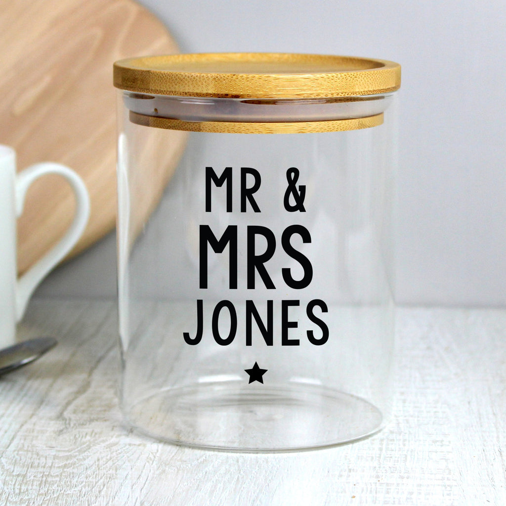 Personalised Free Text Glass Jar With Bamboo Lid