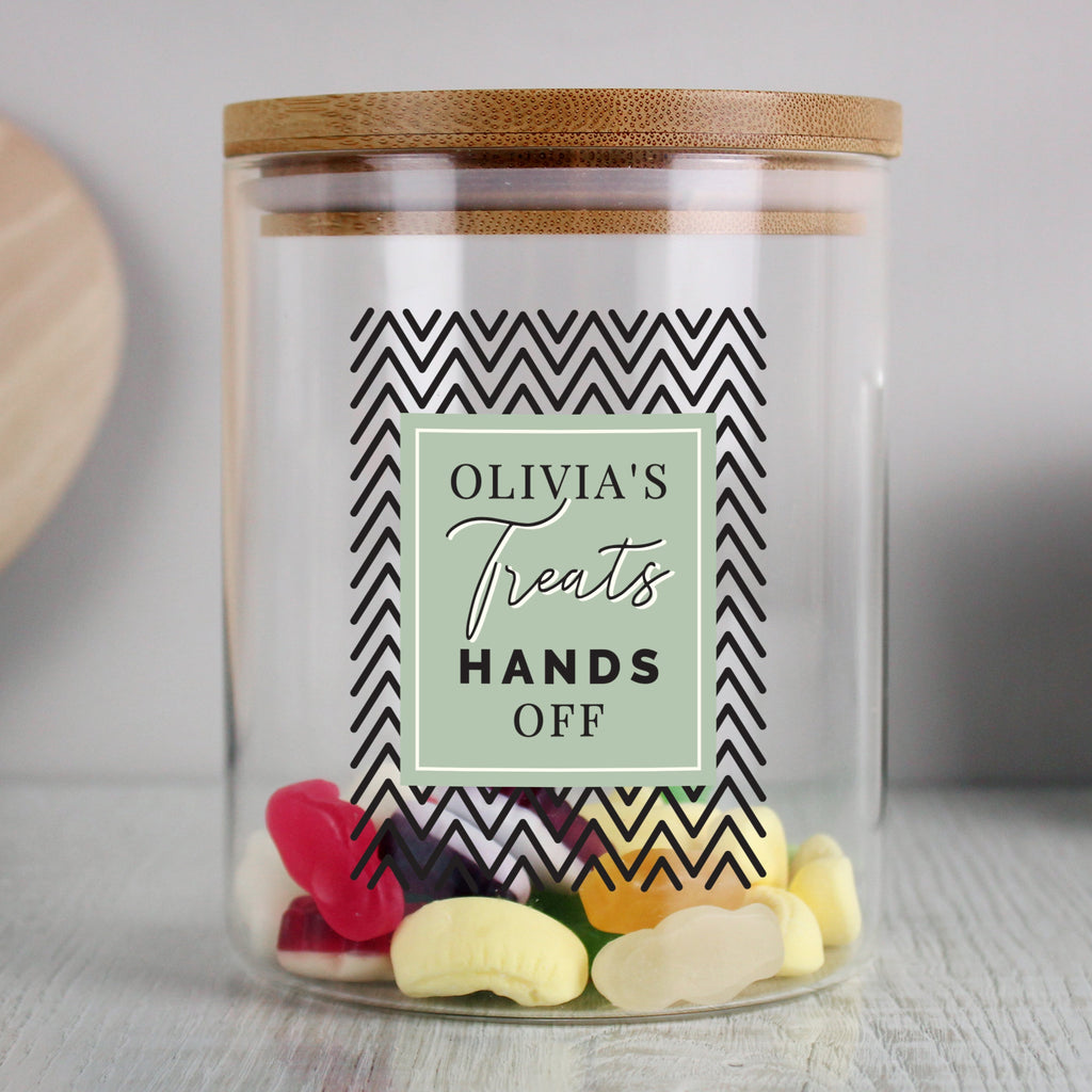 Personalised Free Text Glass Jar With Bamboo Lid