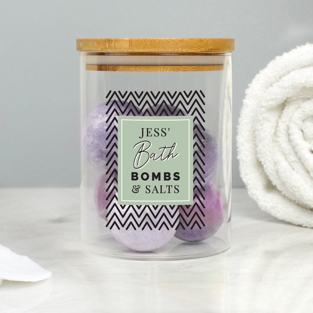 Personalised Free Text Glass Jar With Bamboo Lid