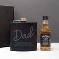 Personalised Free Text Hipflask And Whiskey Miniature Set