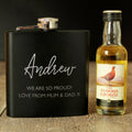 Personalised Free Text Hipflask And Whisky Miniature Set