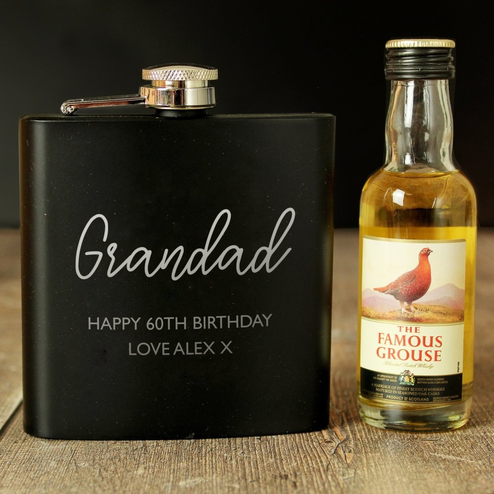 Personalised Free Text Hipflask And Whisky Miniature Set