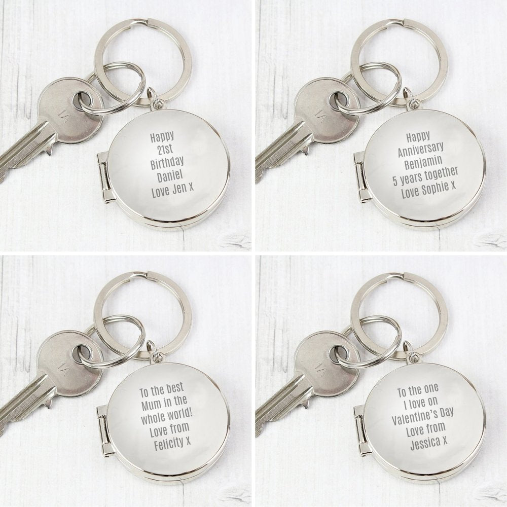 Personalised Free Text Round Photo Keyring