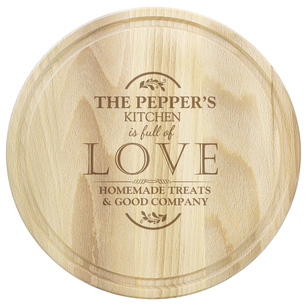 Personalised Full Of Love Large Round Chopping Board