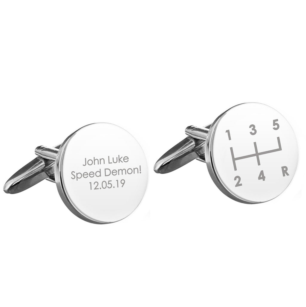 Personalised Gear Stick Round Cufflinks