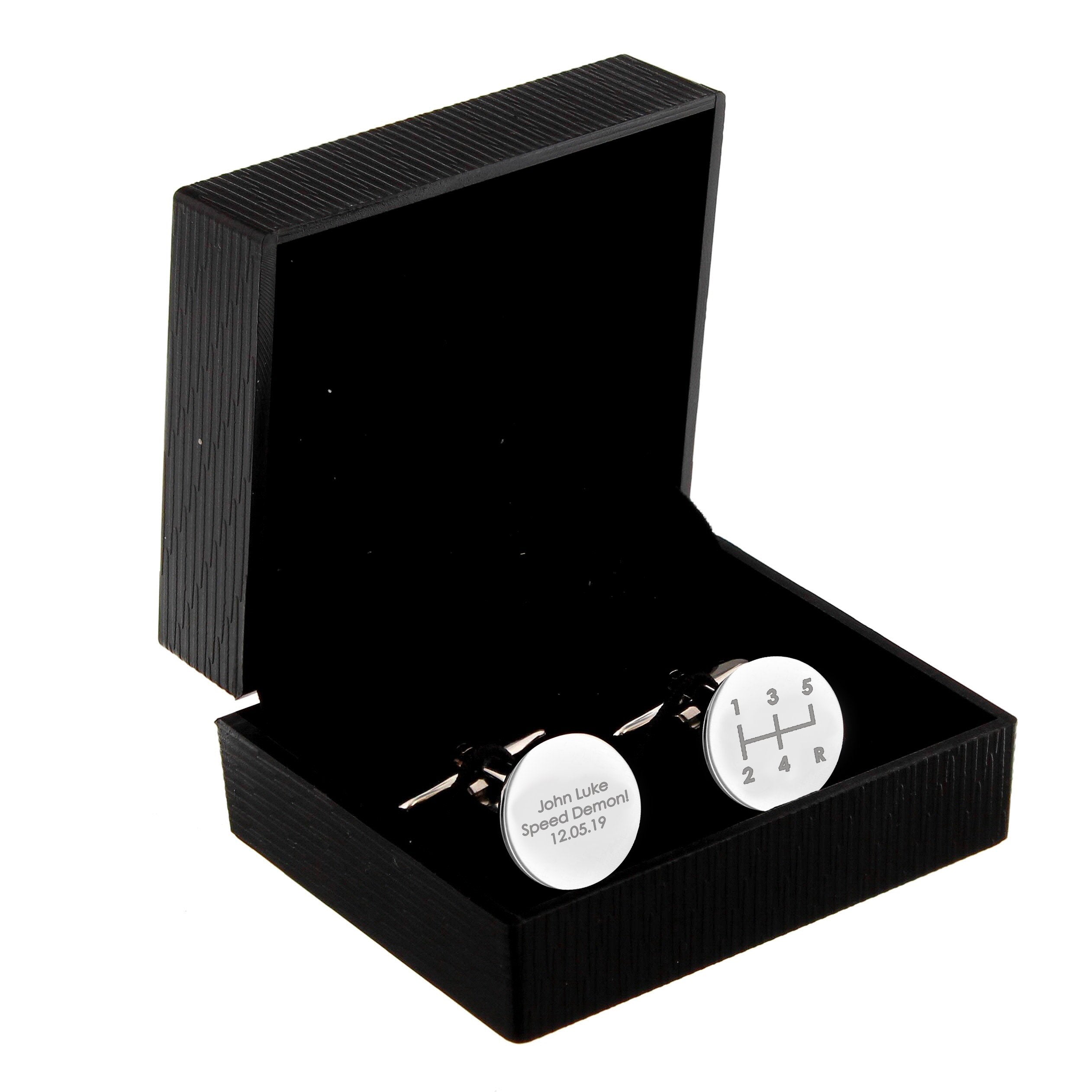 Personalised Gear Stick Round Cufflinks