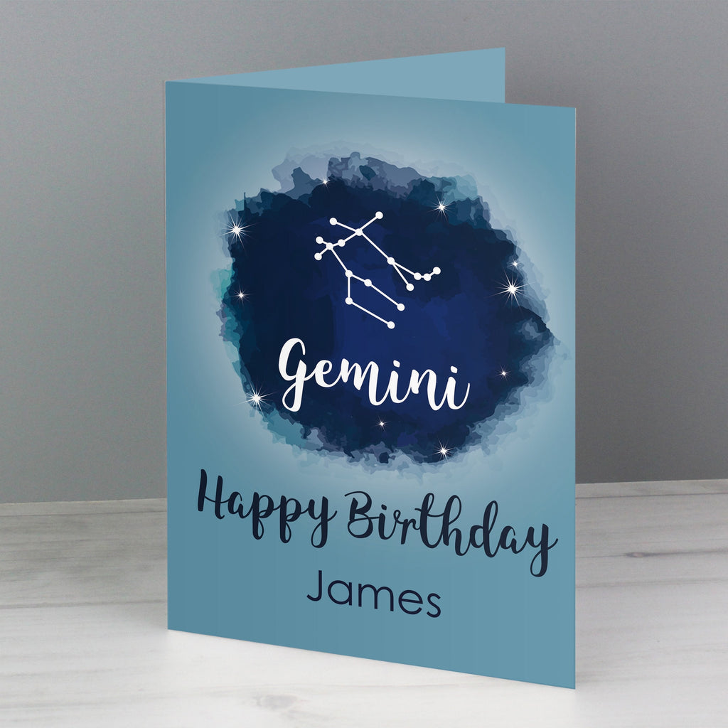 Personalised Gemini Zodiac Star Sign Card (May 21st - June 20th)