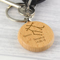 Personalised Gemini Zodiac Star Sign Wooden Keyring (May 21st - June 20th)
