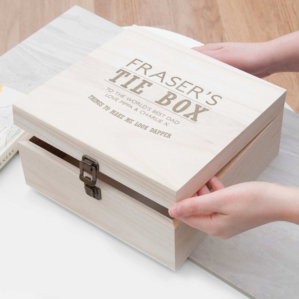 Personalised Gentleman's Wooden Tie & Accessory Box