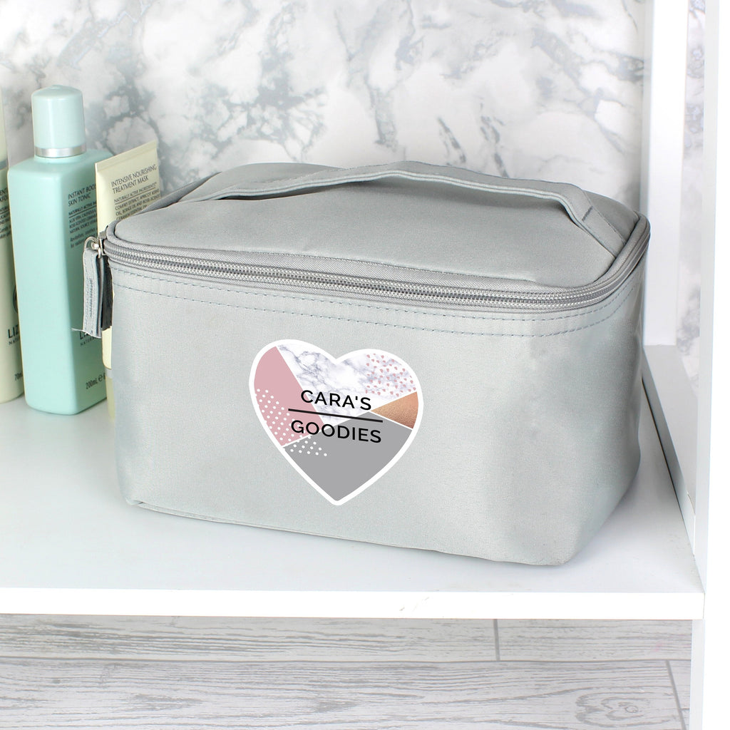 Personalised Geometric Grey Vanity Bag