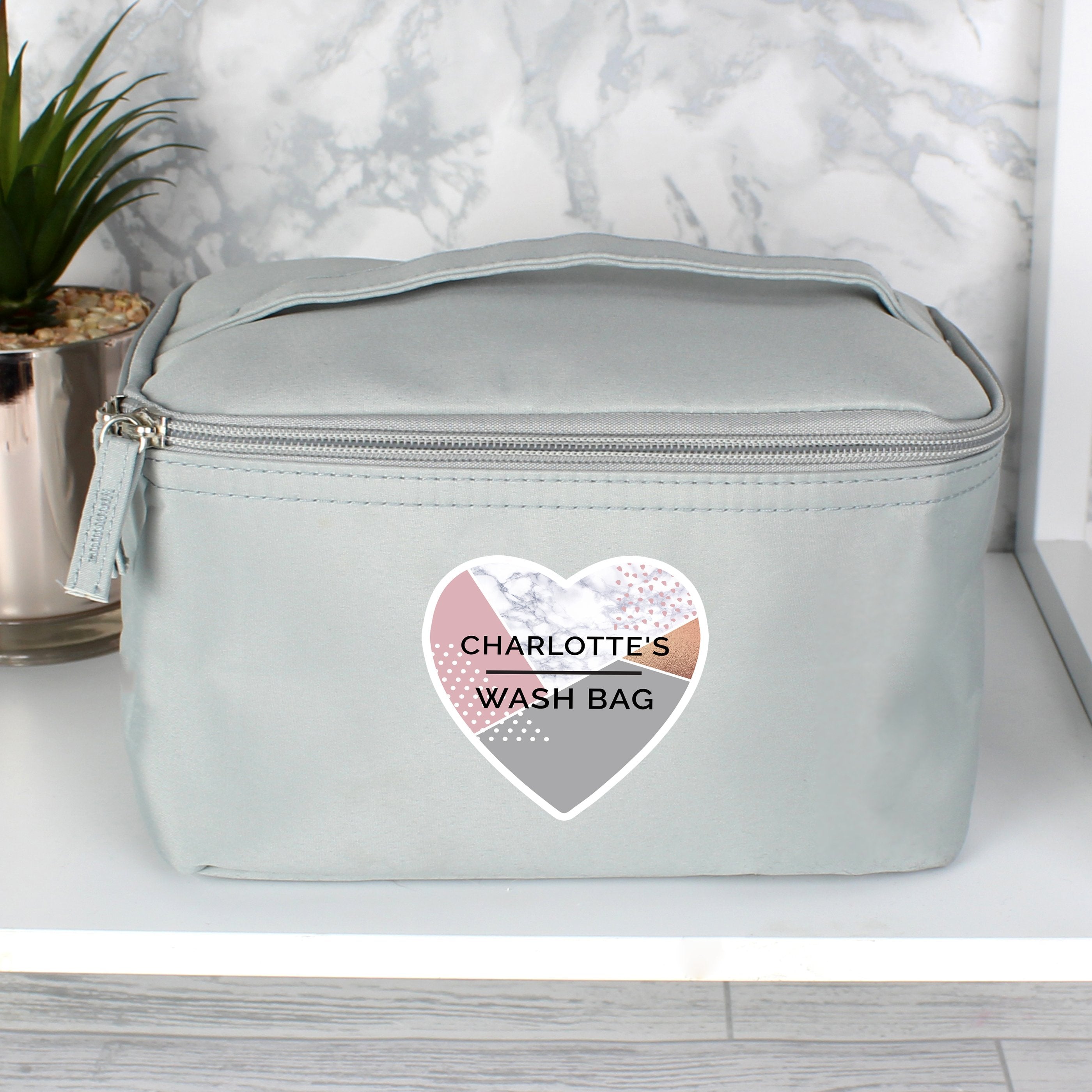 Personalised Geometric Grey Vanity Bag