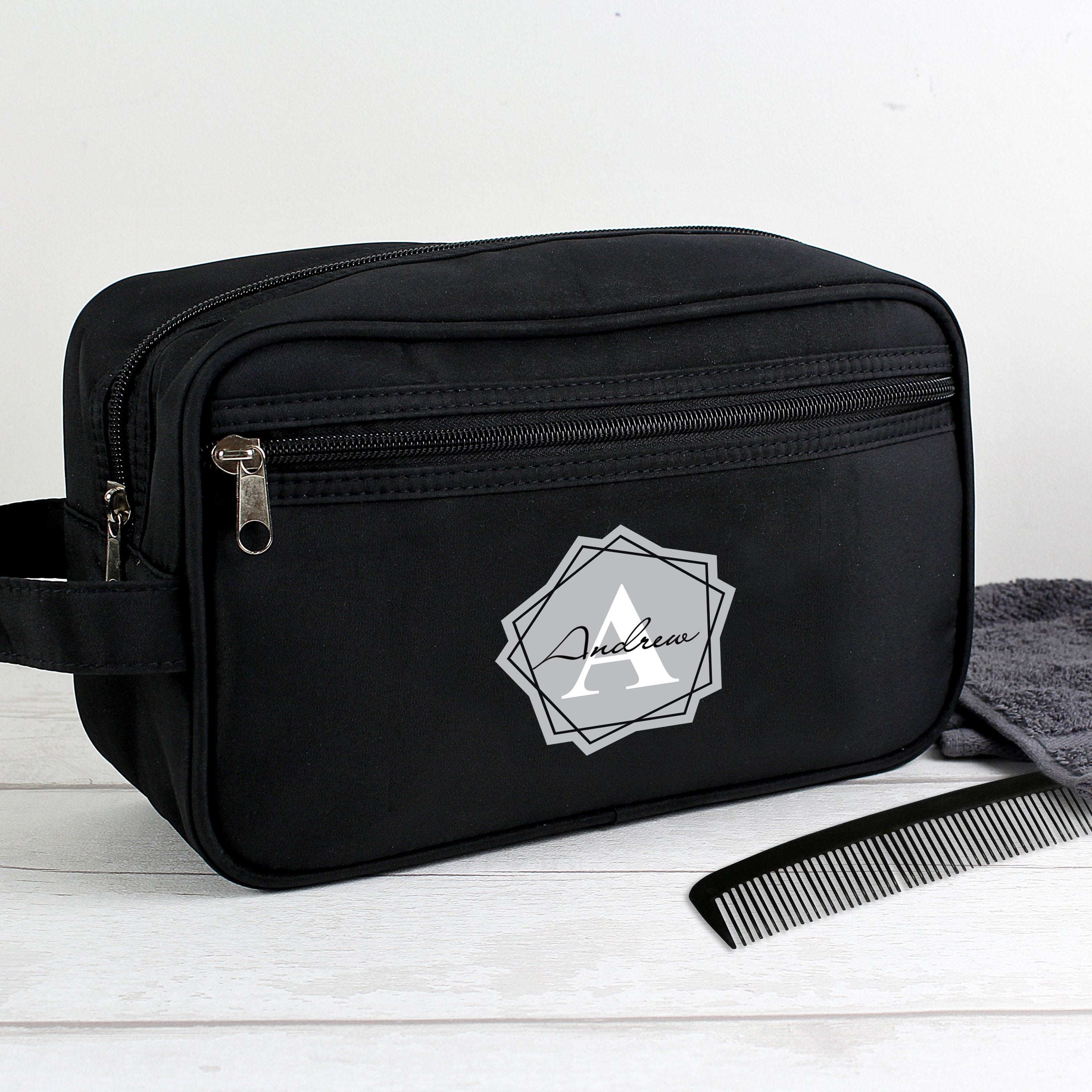 Personalised Geometric Initial Black Vanity Bag