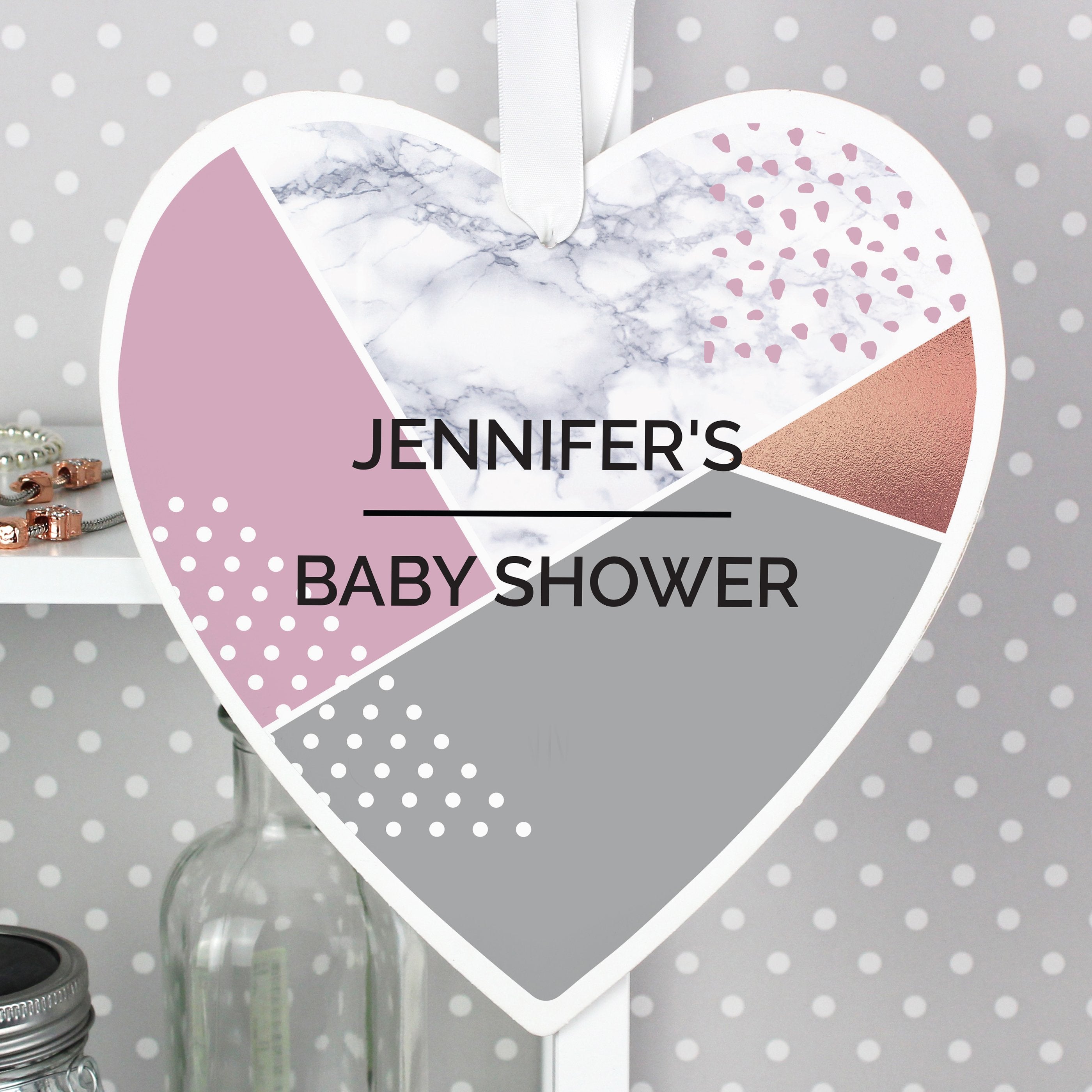 Personalised Geometric Large Wooden Heart Decoration