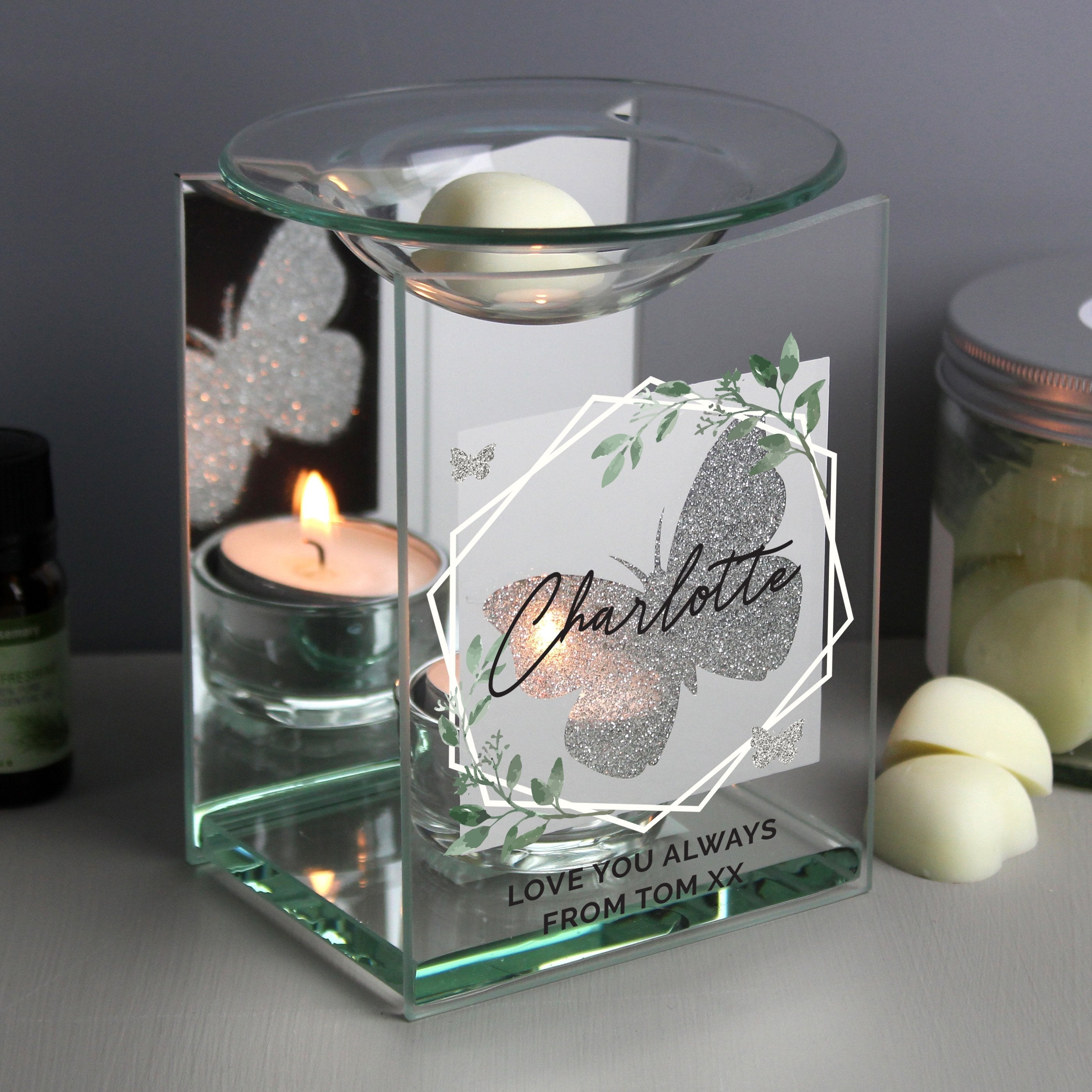 Personalised Geometric Leaf Butterfly Oil Burner