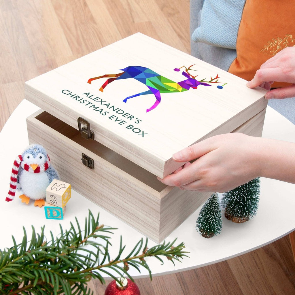 Personalised Geometric Reindeer Christmas Eve Box
