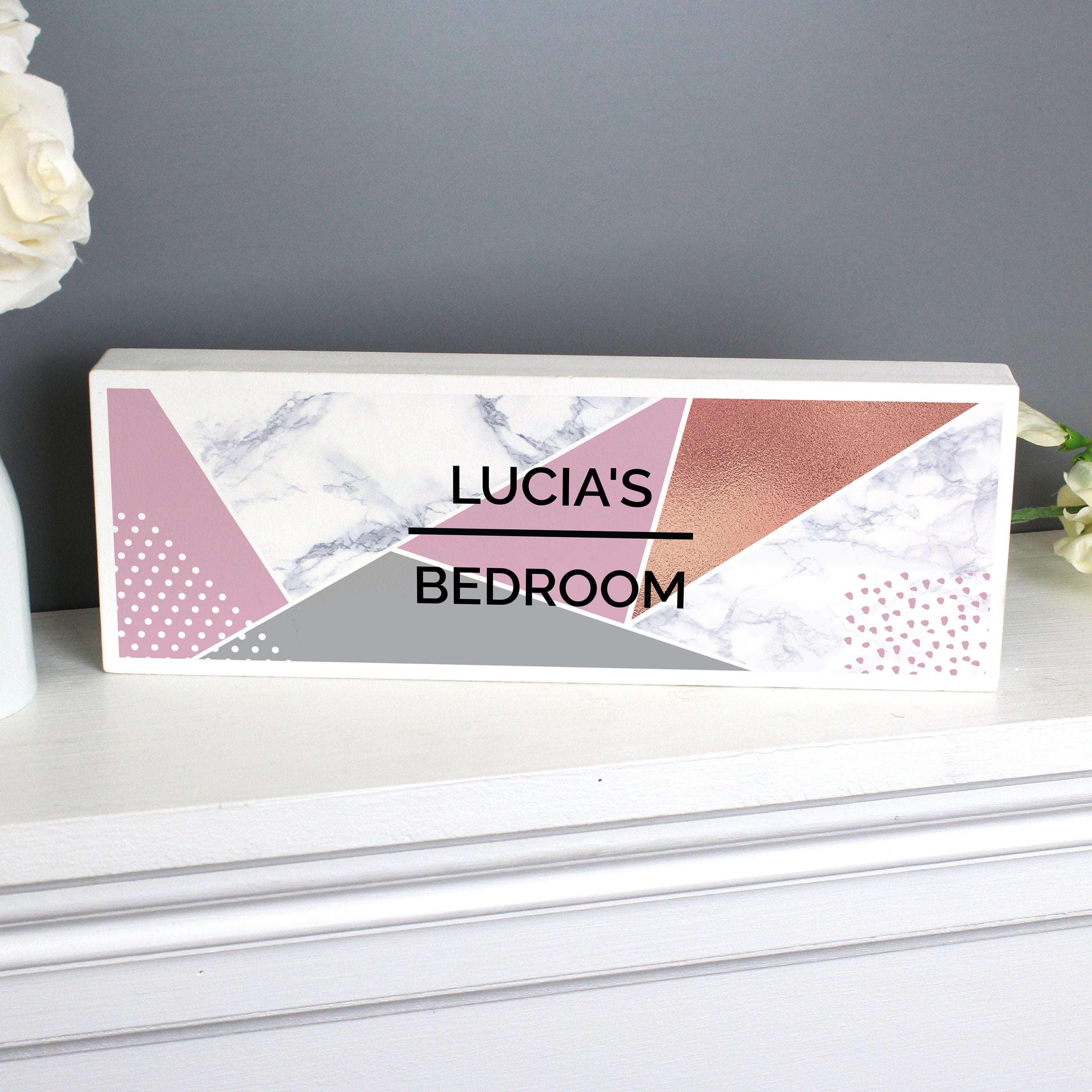 Personalised Geometric Wooden Block Sign