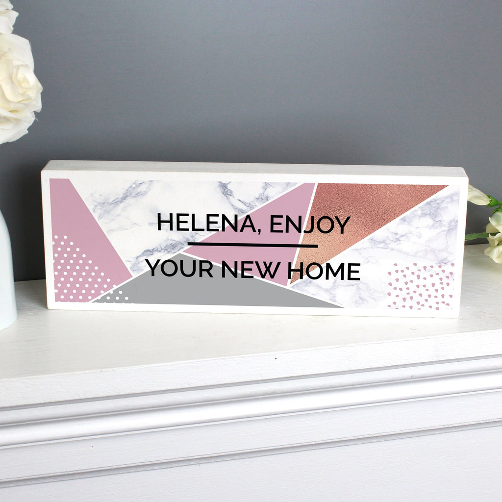 Personalised Geometric Wooden Block Sign