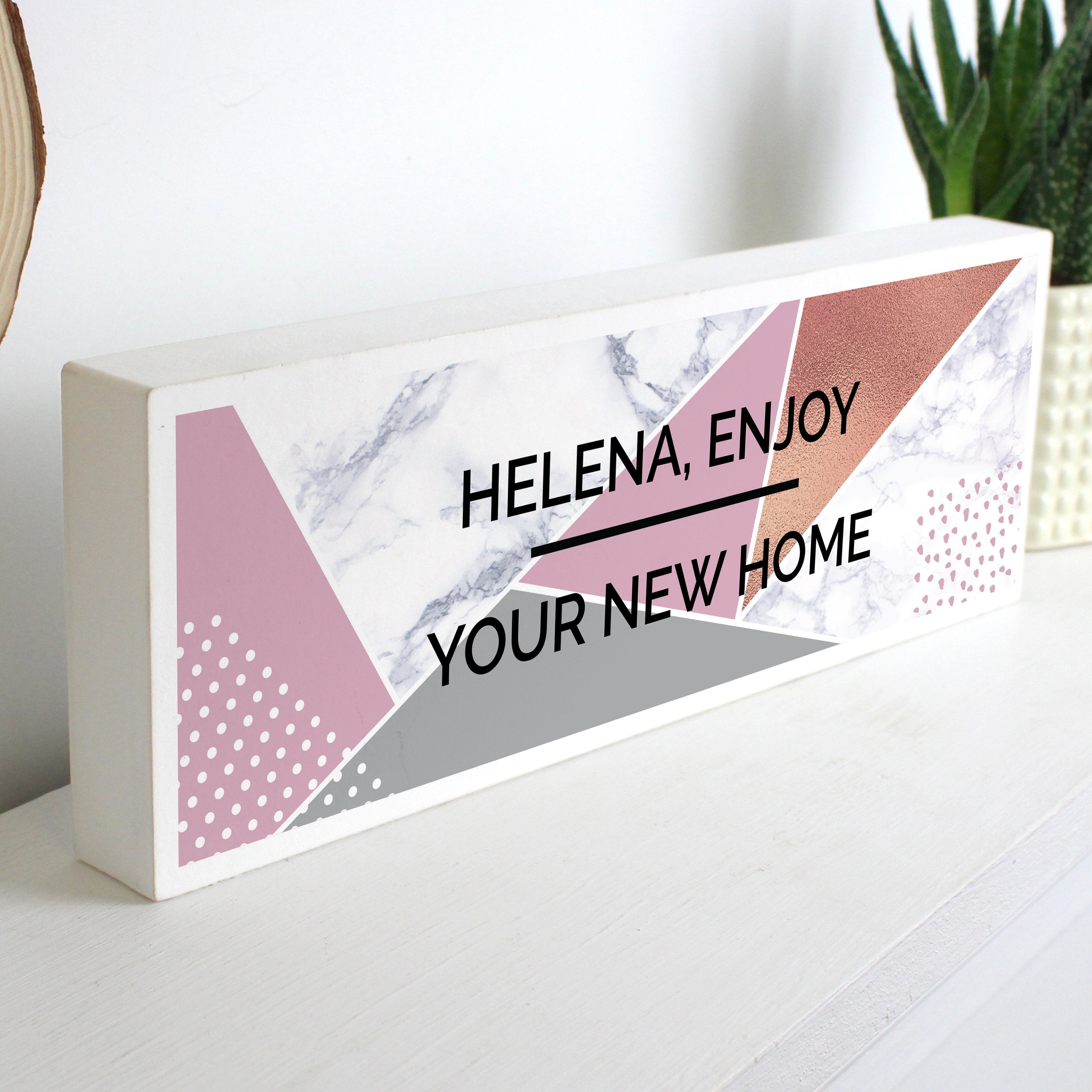 Personalised Geometric Wooden Block Sign