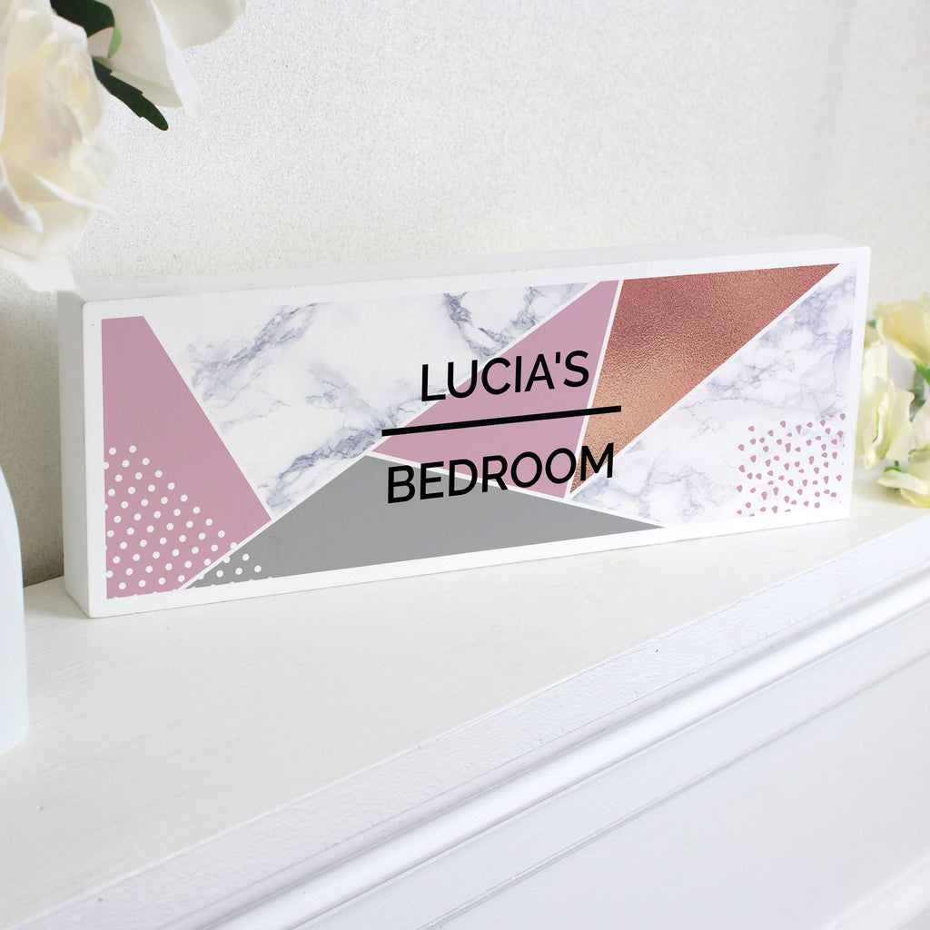 Personalised Geometric Wooden Block Sign