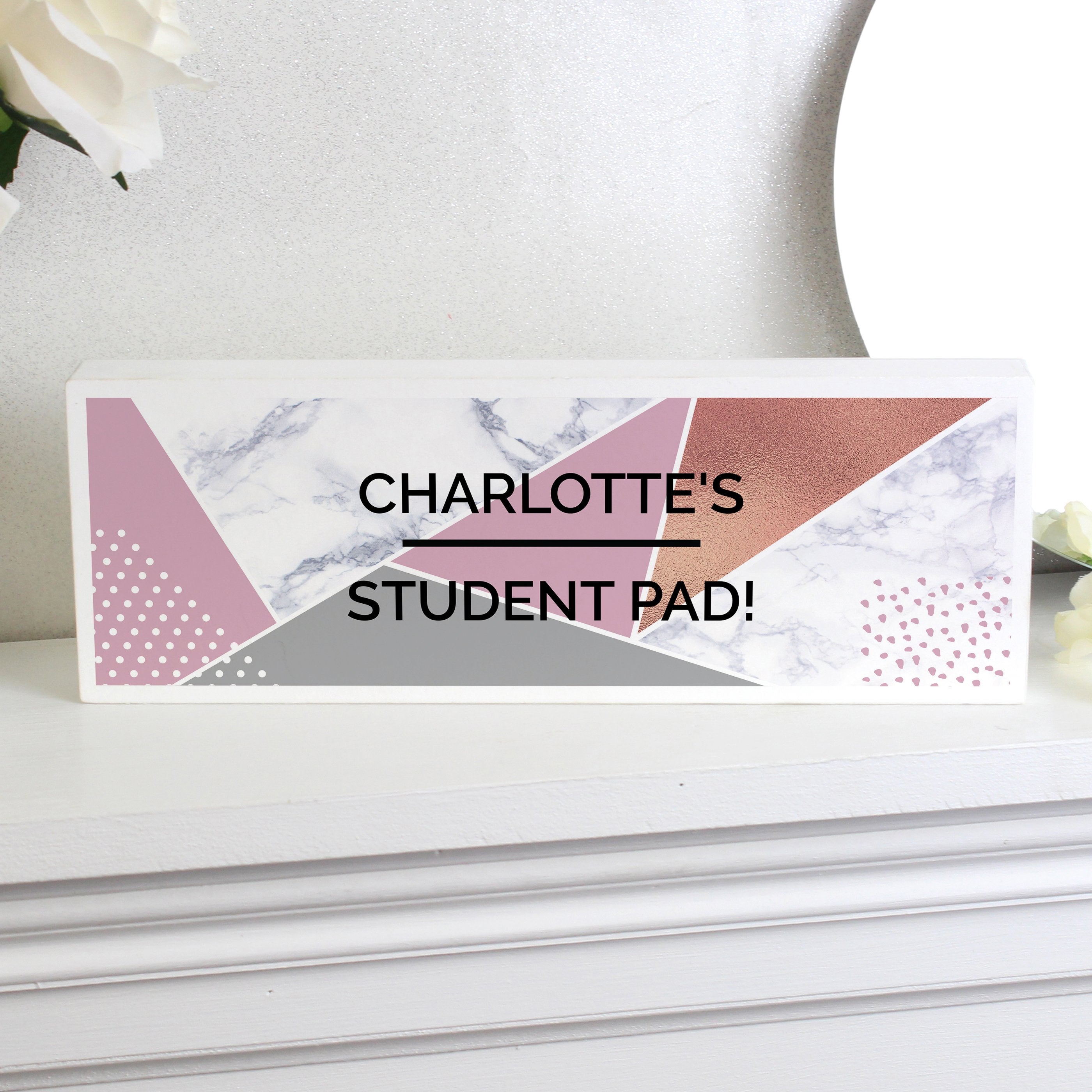 Personalised Geometric Wooden Block Sign