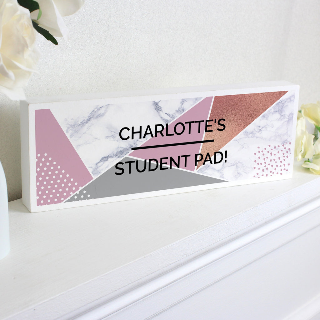 Personalised Geometric Wooden Block Sign
