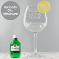 Personalised Gin & Tonic Balloon Glass With Gin Miniature Set