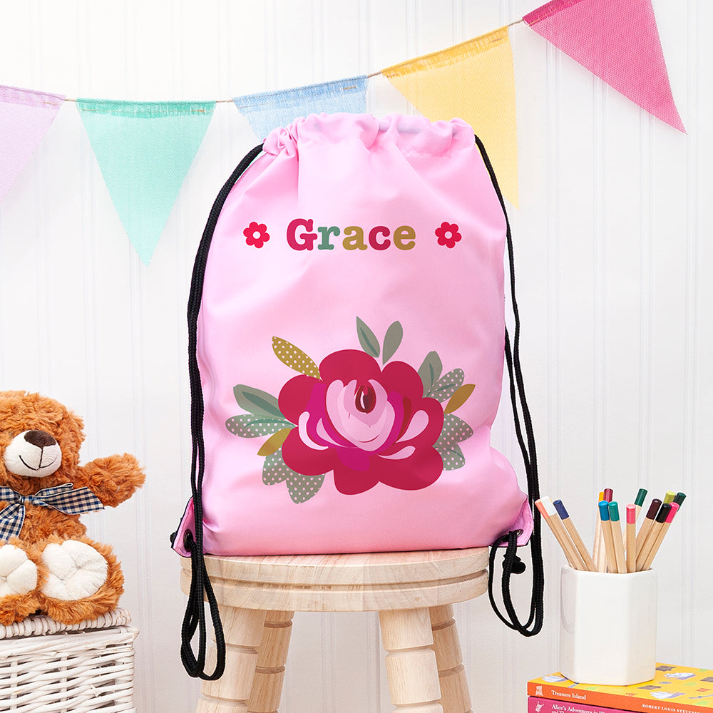 Personalised Personalised Girl's Classic Pink Waterproof Swim Bag