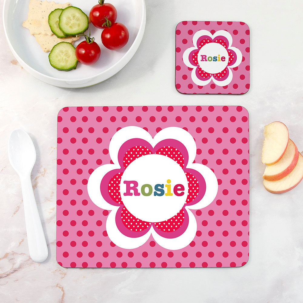 Personalised Personalised Girl's Floral Placemat Set