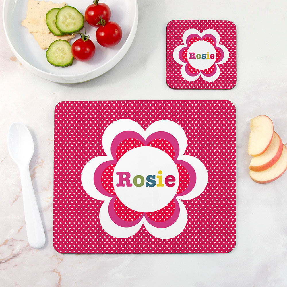 Personalised Personalised Girl's Floral Placemat Set