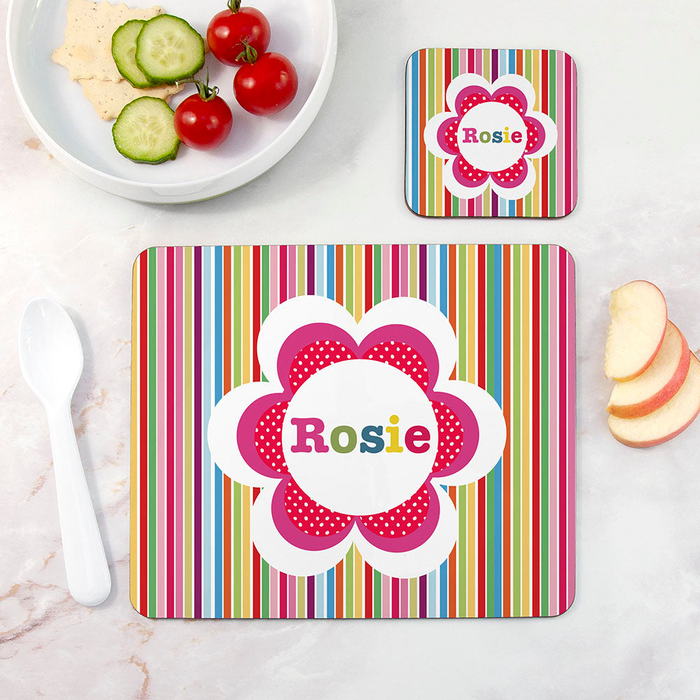 Personalised Personalised Girl's Floral Placemat Set