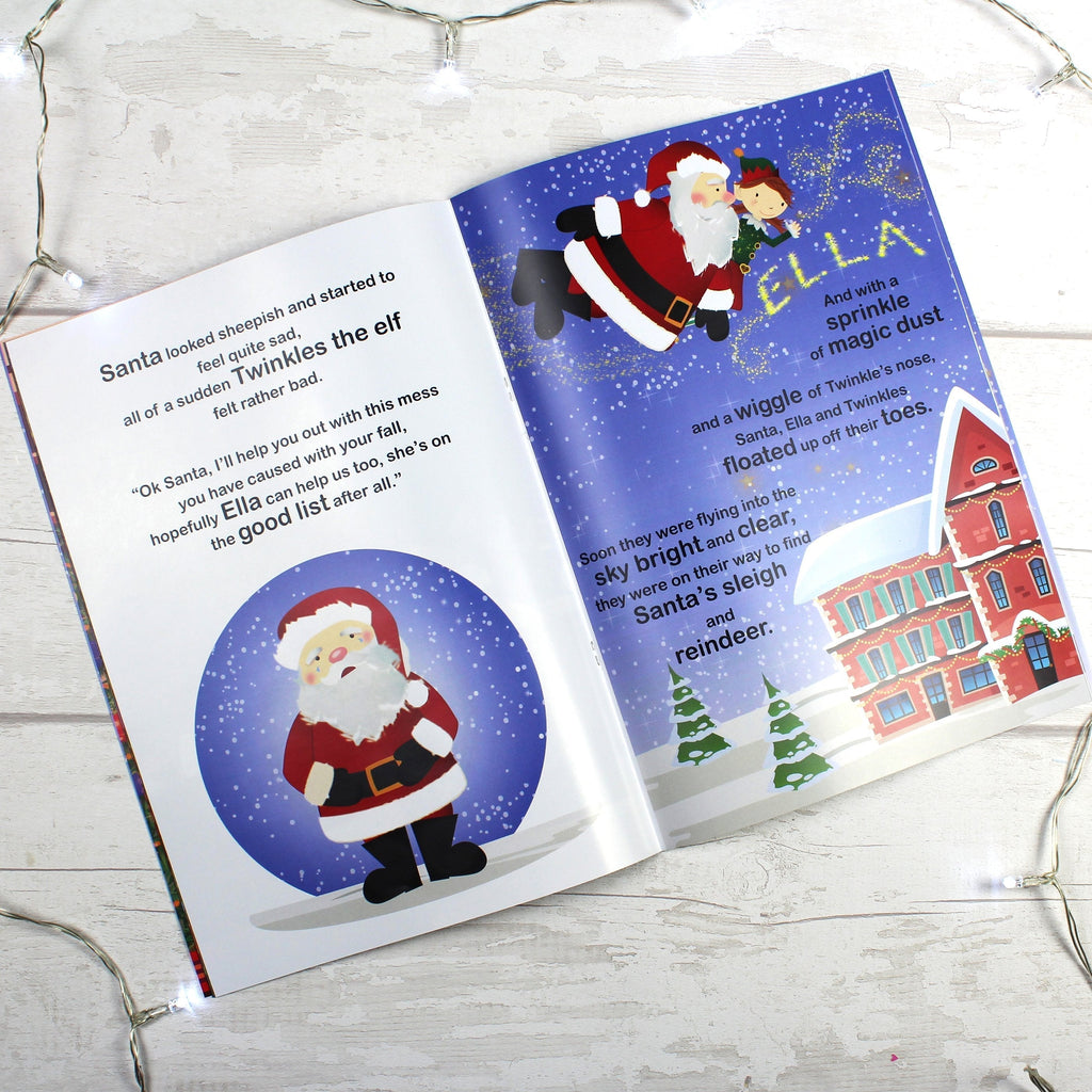 Personalised Girls "It's Christmas" Story Book, Featuring Santa And His Elf Twinkles