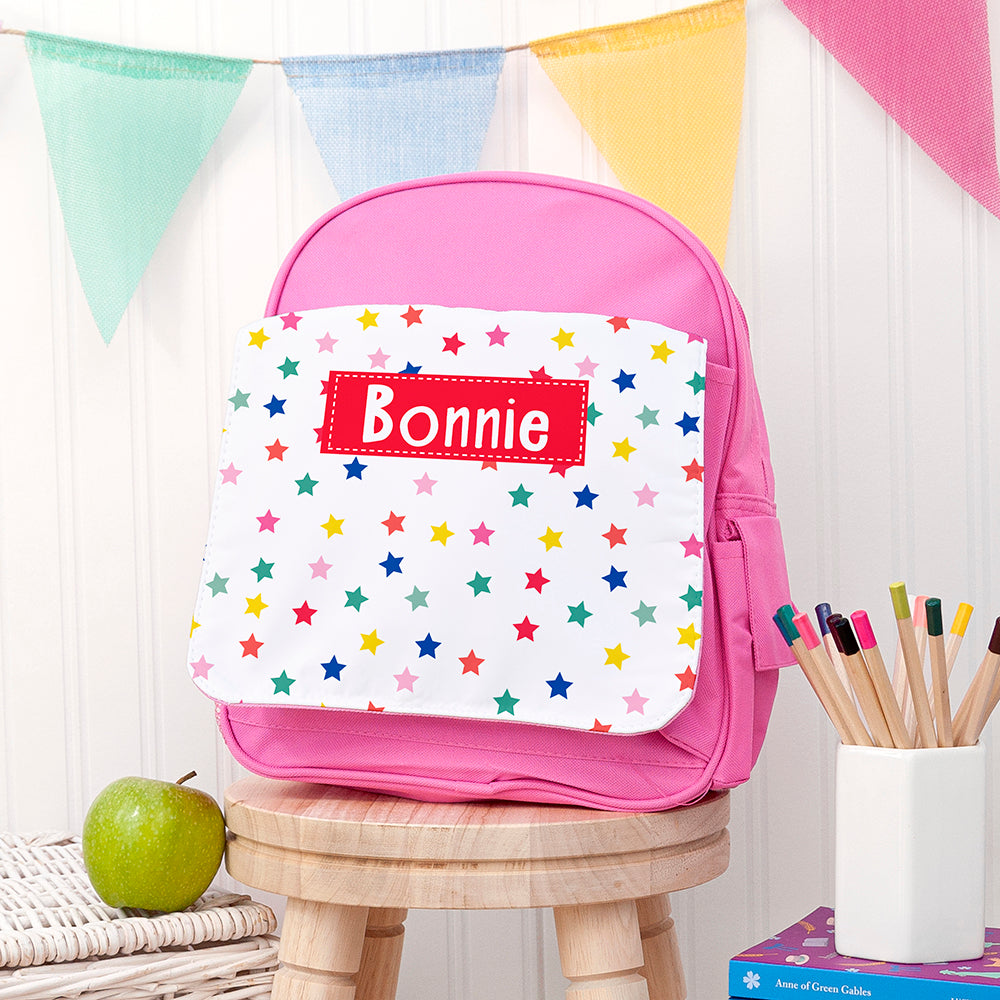 Personalised Personalised Girl's Patterned Pink Rucksack