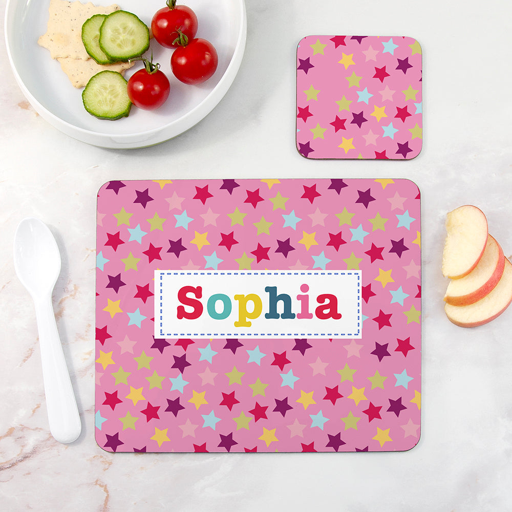 Personalised Personalised Girl's Patterned Placemat Set
