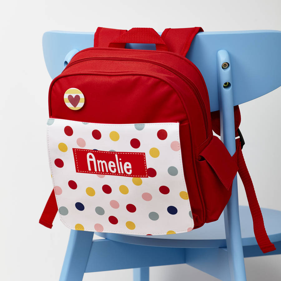 Personalised Personalised Girl's Patterned Red Rucksack